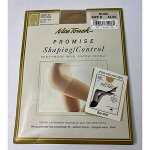 Nice‎ Touch Promise Shaping Control Top Pantyhose Size B Nude